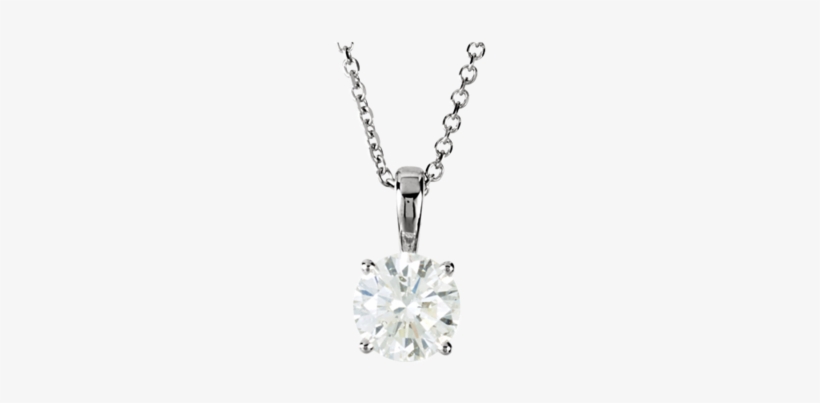 Solitaire Diamond Necklace - Round Diamond Solitaire Pendant Necklace 14k White, transparent png
