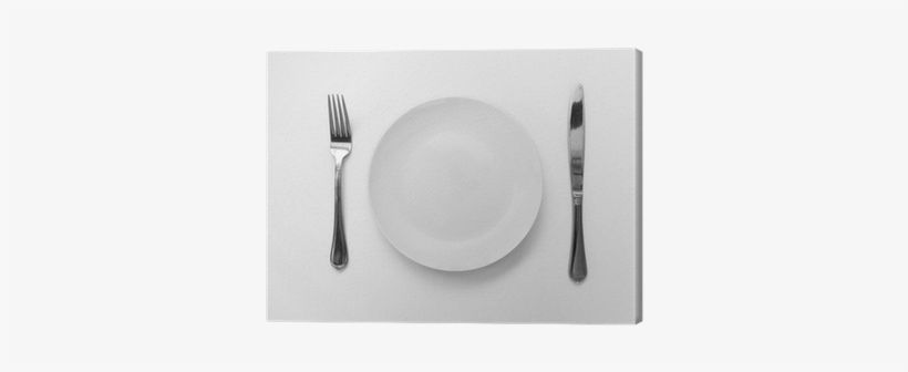 Empty Plate With Knife And Fork Canvas Print • Pixers® - Placemat, transparent png