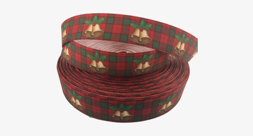 Red Plaid Christmas Bell Printed Ribbons, 1" Grosgrain - Tartan, transparent png