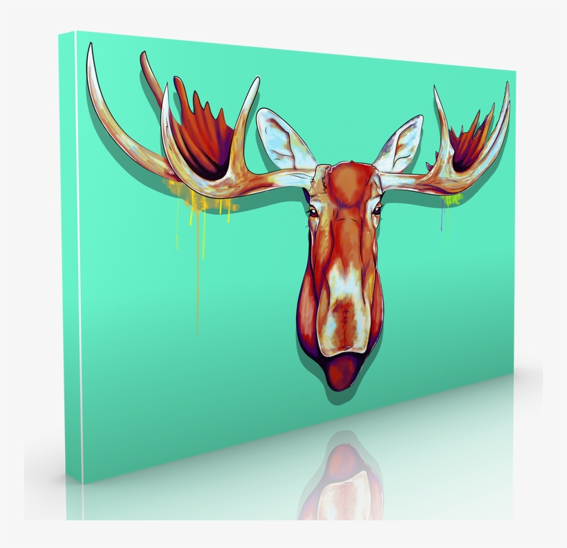 Maxwell Dickson ''moose Head'' Graphic Art On Canvas,, transparent png