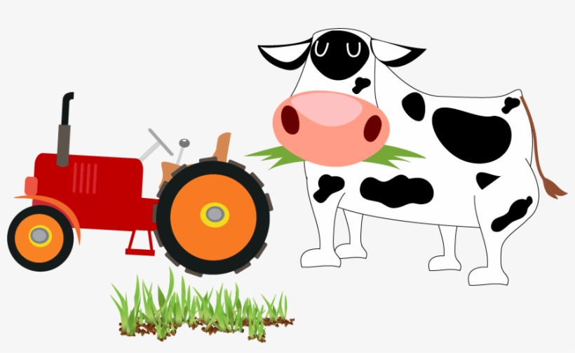 Banner Transparent Library Cartoon Cattle Clip Art - Cow And Tractor, transparent png