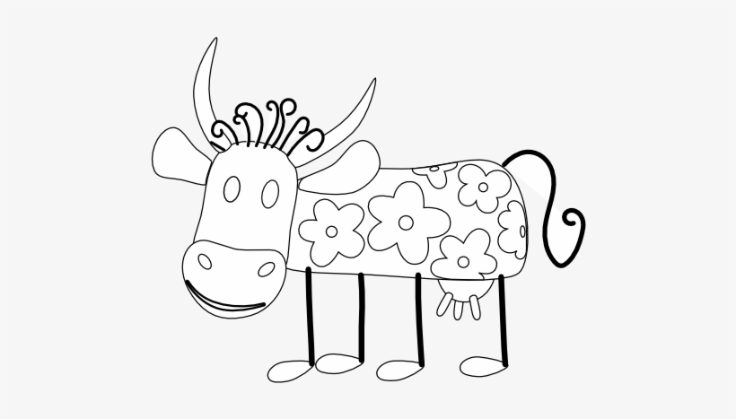 Cartoon Cows 2 Black White Line Animal Animal Coloring - Coloring Book, transparent png