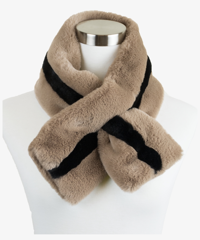 Womens Stripe Two Tone Design Plush Faux Fur Cold Weather, transparent png