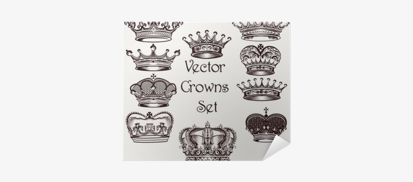 Collection Of Vector Hand Drawn Crowns For Design Poster - Vector Crown Sets, transparent png
