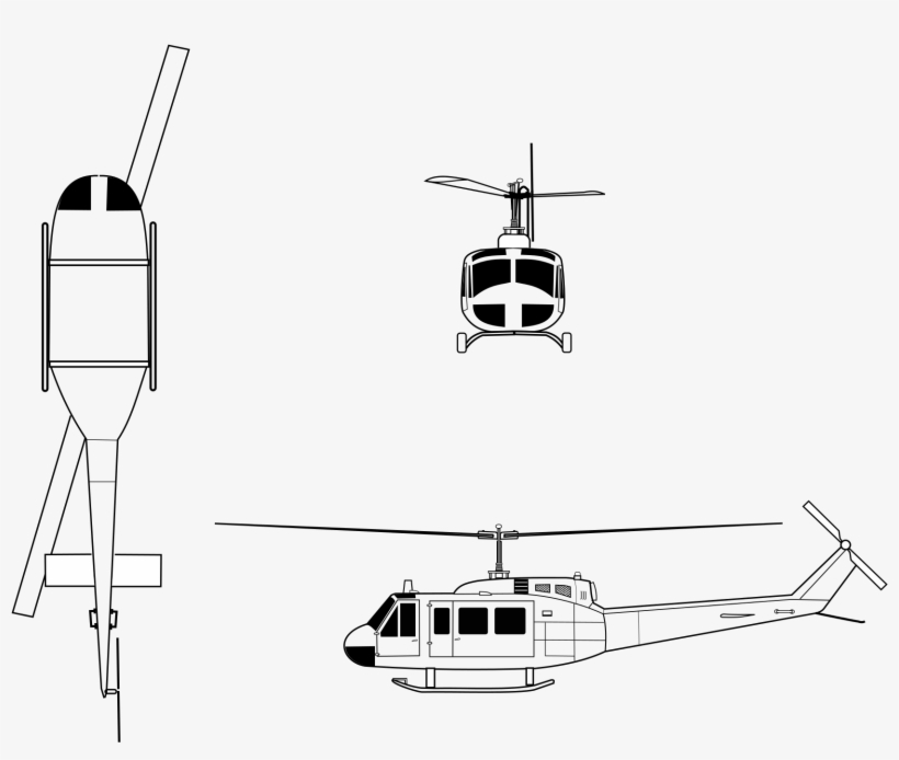 Drawn Helicopter Huey Helicopter - Bell Uh 1 Huey Diagram, transparent png