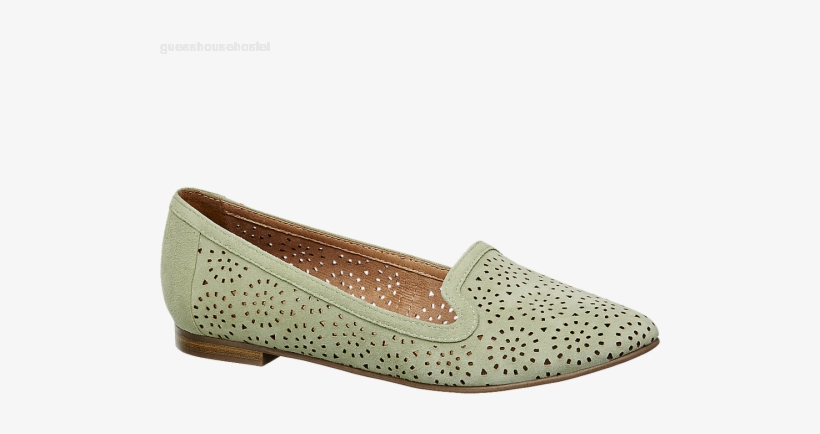 Women Elegant Shoes Green Laser Cut Loafers Upper Leather - Laser Cut In Ladies Shoes, transparent png