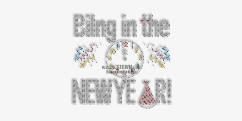 Custom Sparkling Bilng In The New Year Clock Rhinestone - Needlework, transparent png