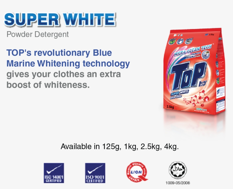 Top Super White Powder 2.5 Kg, transparent png