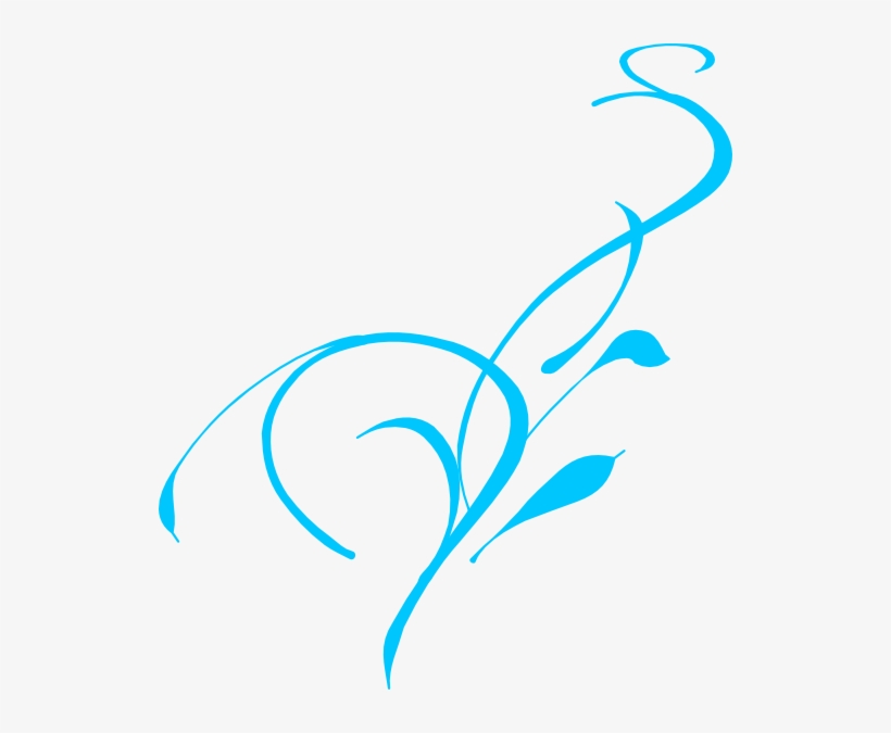 Aqua Leaves Swirl Clip Art - Vine Clip Art, transparent png