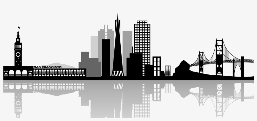 San Francisco Skyline Black And White Clip Art, transparent png