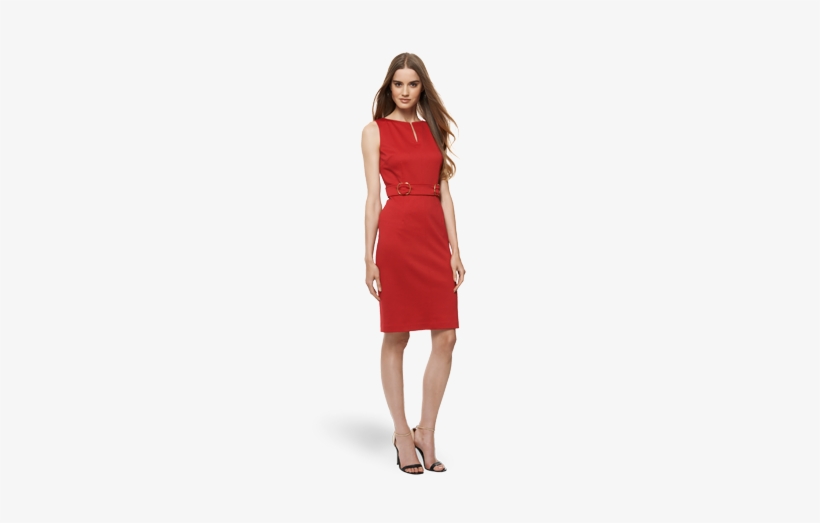 David Meister Red Sleeveless Ponte Dress - Satin, transparent png