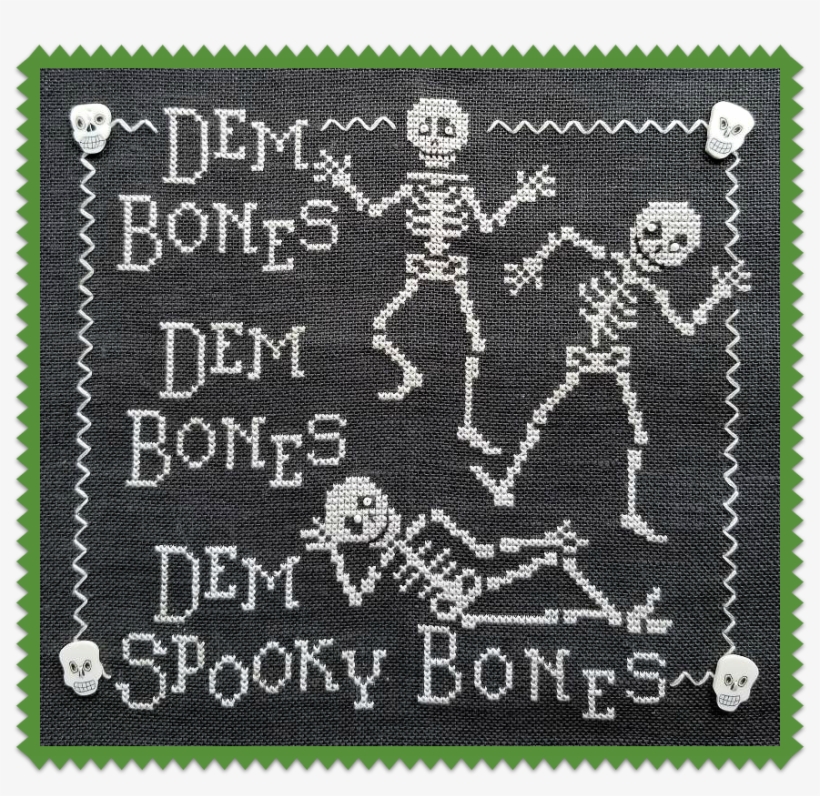 Dem Bones Pic Green Border - Cross-stitch, transparent png