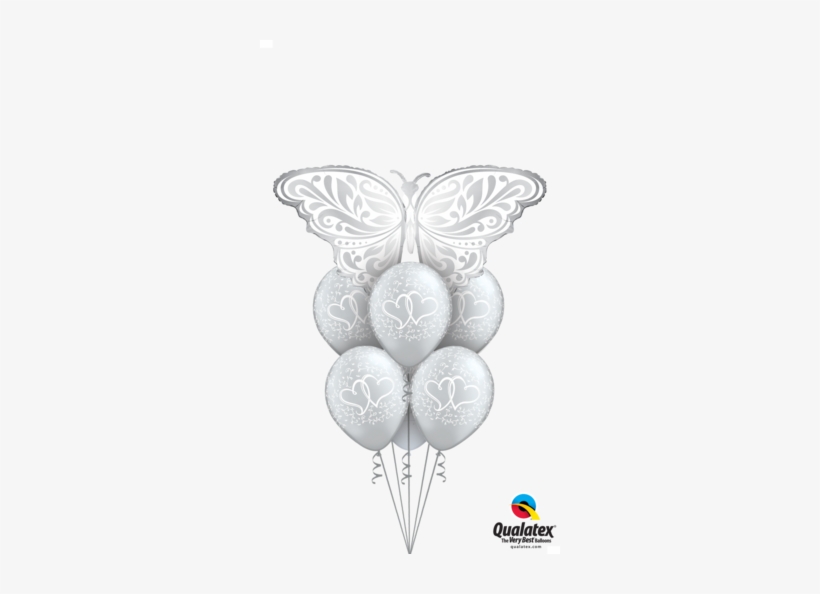 Elegant Silver Butterfly Wedding Bouquet Of Balloons - 44" Shape Wedding Butterfly - Mylar Balloons Foil, transparent png