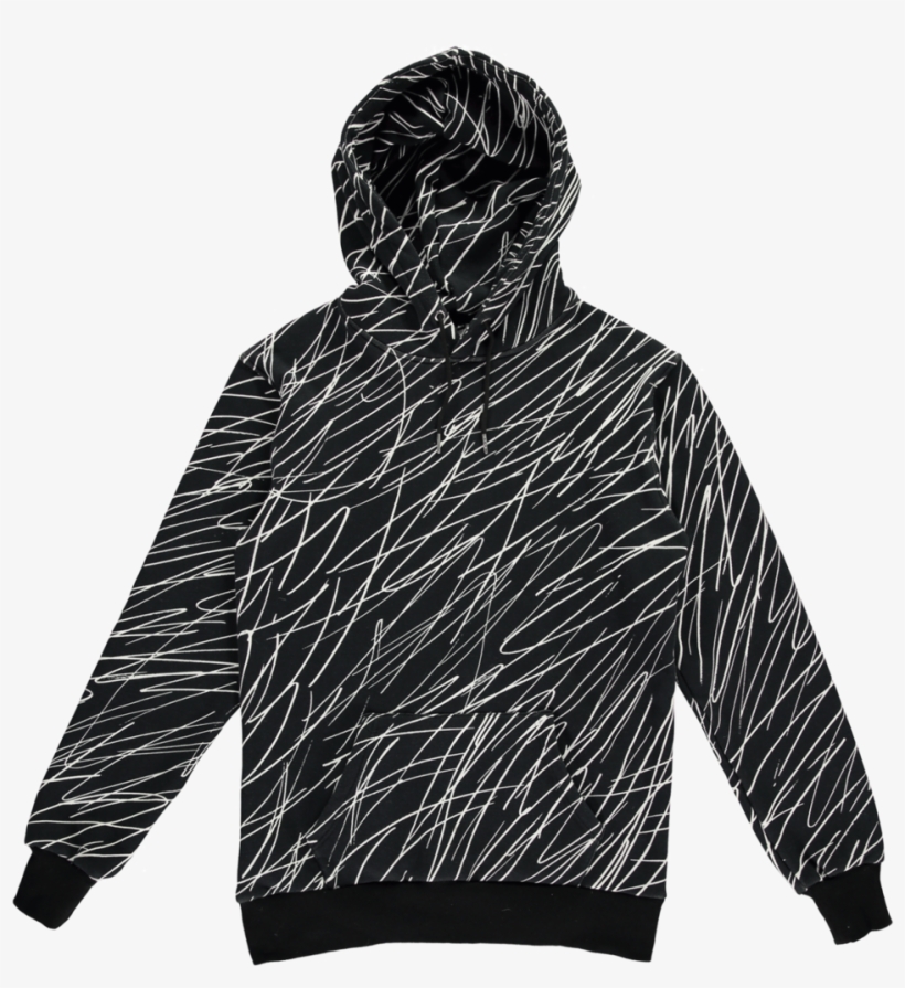 Scribble Hoodie Black - Hoodie, transparent png