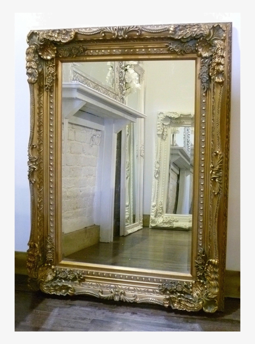 An Overall View Of This Highly Decorative, Ornate Mirror - Mirror, transparent png