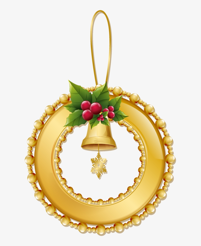 Gold Christmas Wreath Clipart, transparent png