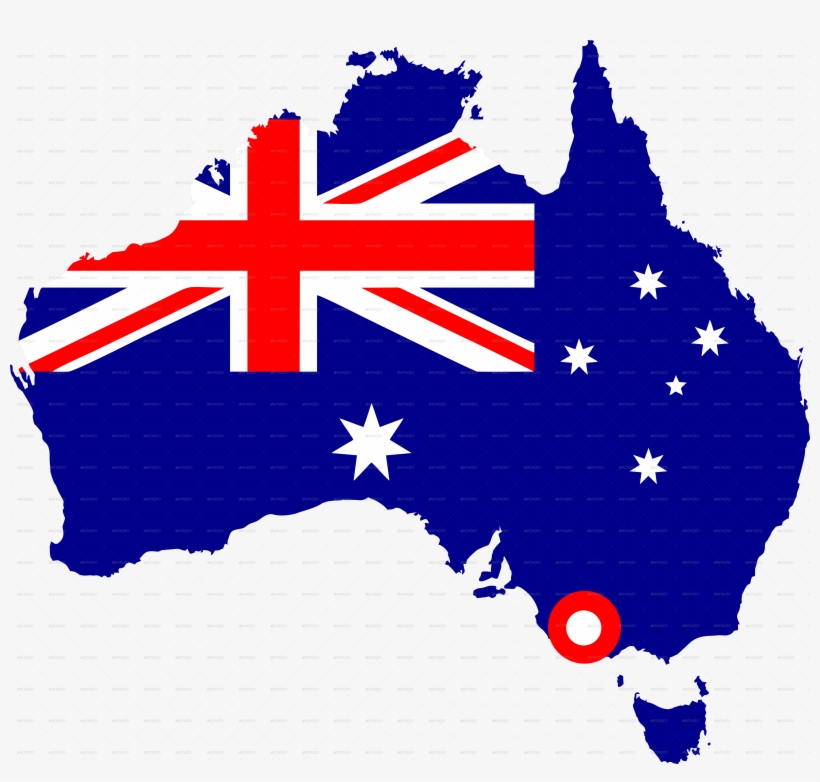 Map With Flag-png - Map Of Australia, transparent png