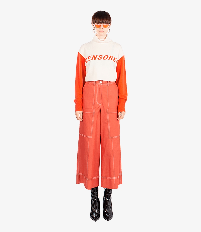 Orange Wool "censored" Sweater, transparent png