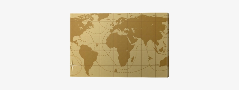 Vector Retro World Map With Compass Rose Canvas Print - Visa Policy Of Zimbabwe, transparent png