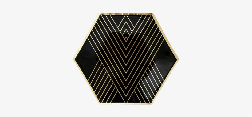 Black Hexagon Small Plates - Small Hexagon Party Plates (set Of 8) Black/gold By, transparent png