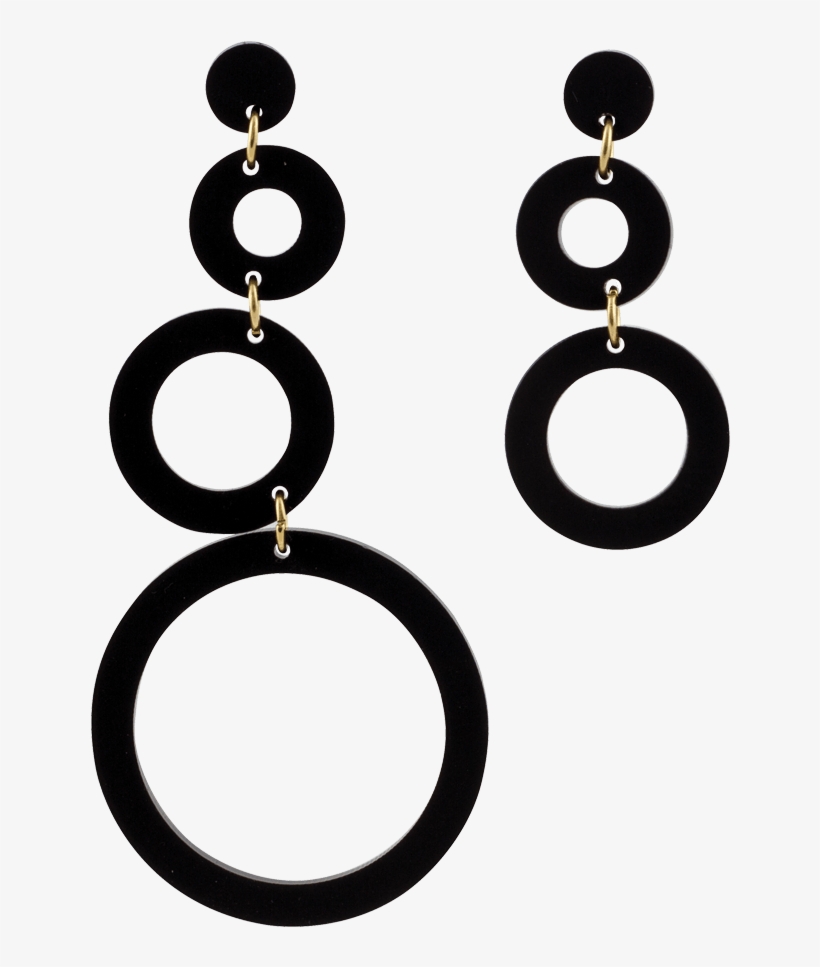 Asymmetric Circles Black - Earring, transparent png