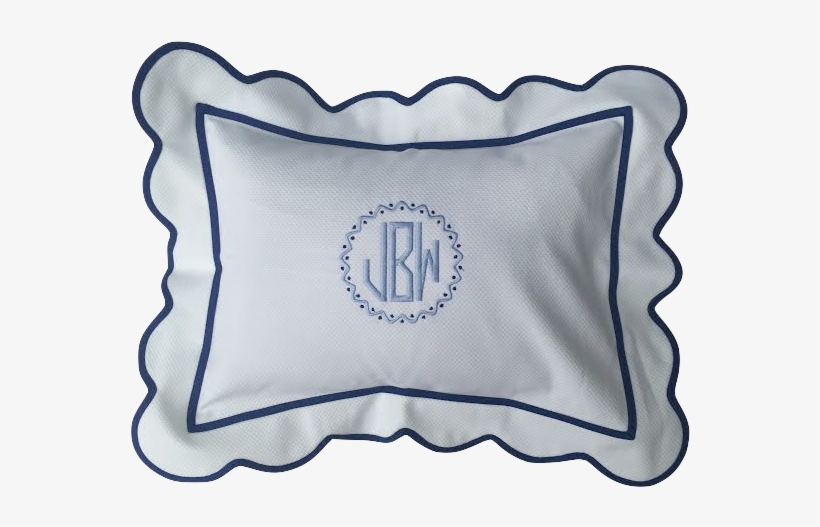 Monogrammed Pique Scalloped Boudoir Pillow, transparent png