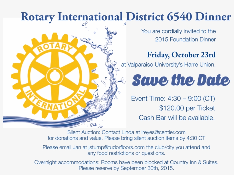 Save The Date For The Rotary District 6540 Foundation - Rotary International, transparent png