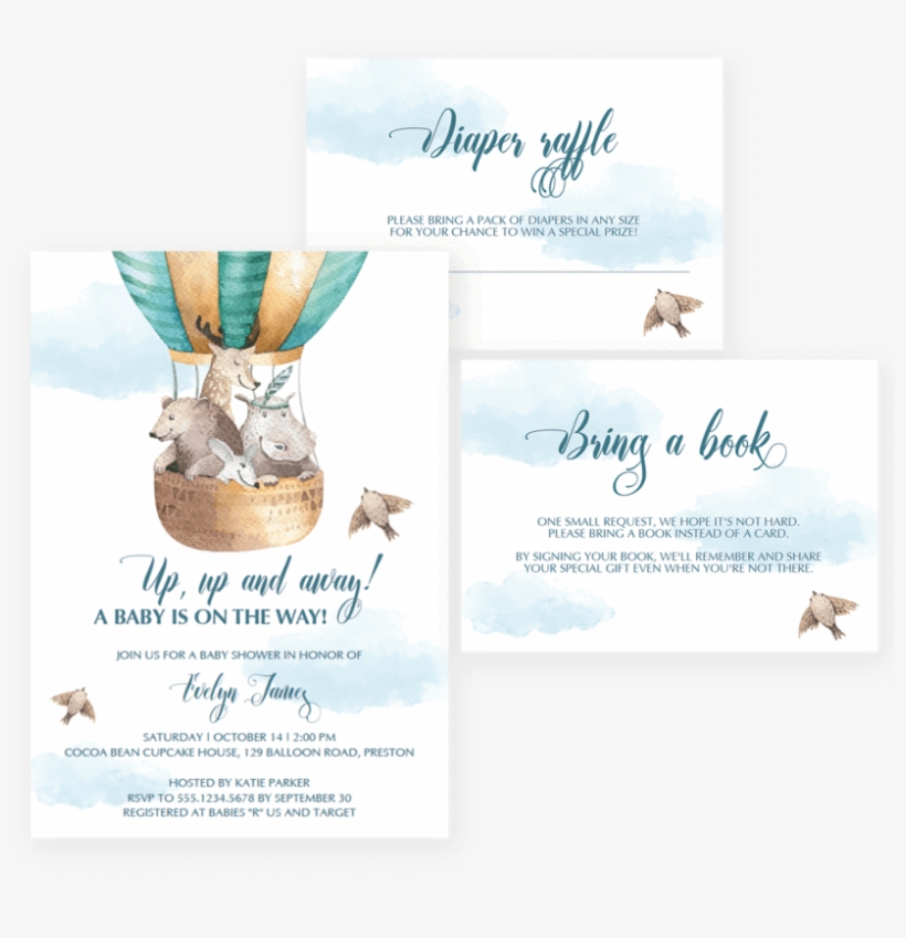 Hot Air Balloon Baby Shower Printable By Littlesizzle - Party-tier-heißluft-ballon-alles Gute Zum Karte, transparent png