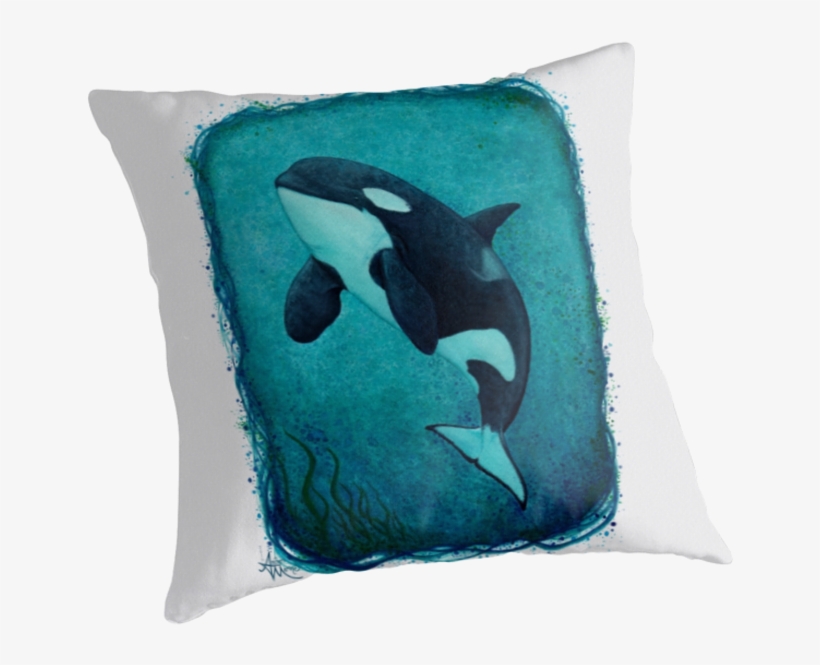 Throw Pillow • "the Matriarch" Watercolor Art Of Southern - Matriarch By Amber Marine ~ Orca / Killer Wh... Canvas, transparent png