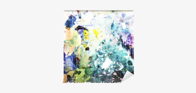 Abstract Watercolor Background With Butterfly Wall - Vati - Underwater World Sticker Vati Leaves Removable, transparent png