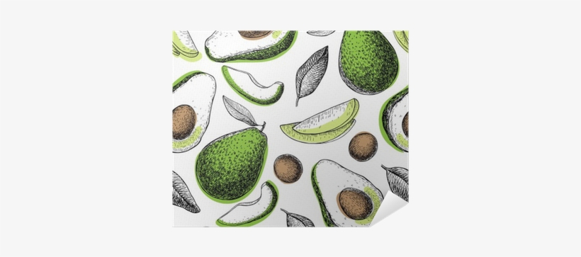 Vector Hand Drawn Green Avocado Seamless Pattern - Avocados Pleas Tote Bag Medium - 16"x16" (41x41cm), transparent png