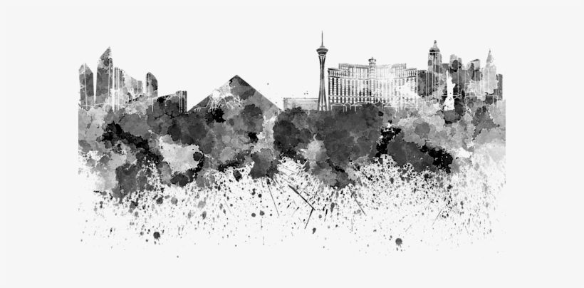 Bleed Area May Not Be Visible - Las Vegas Skyline In Black Watercolor, transparent png