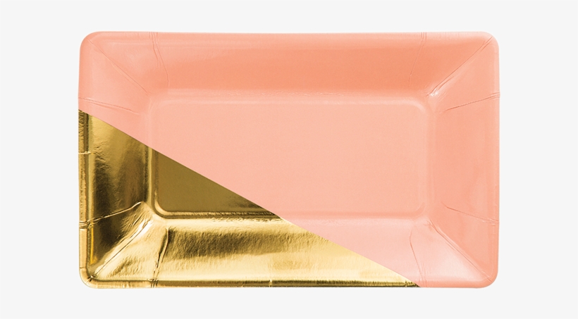 Coral & Gold Foil Rectangular Plate - Creative Converting Gold And Coral Paper Plates, transparent png