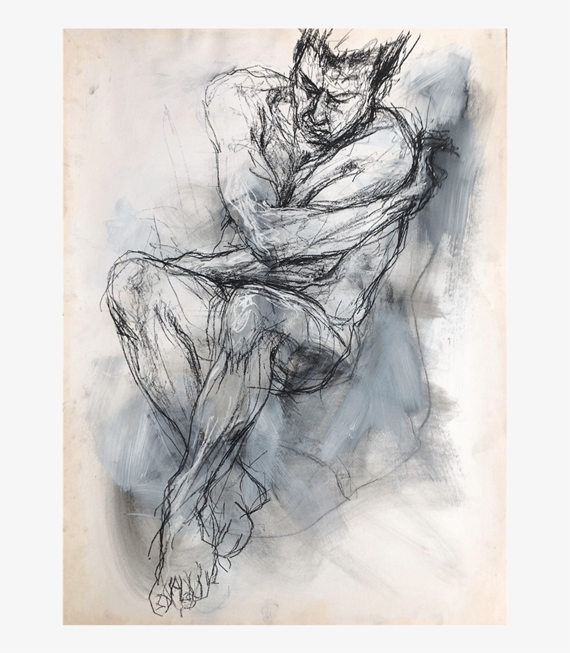 Life Study 1, Conte & Chalk, 74x54cm - Sketch, transparent png