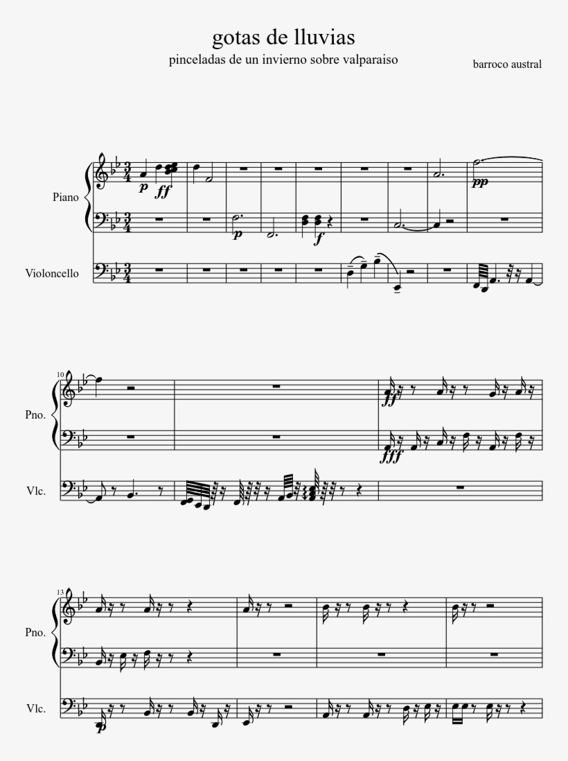 Gotas De Lluvias Sheet Music Composed By Barroco Austral - Moon Hooch Number 1 Sheet Music, transparent png