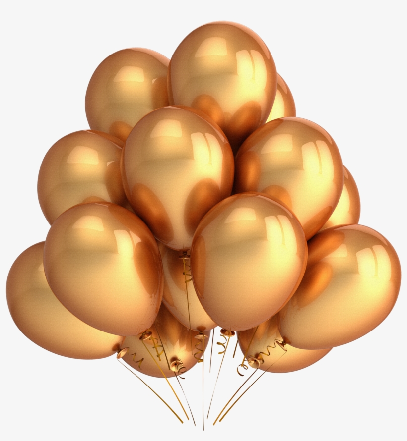 Png Bolas De Aniversario - Gold Balloons Clip Art, transparent png