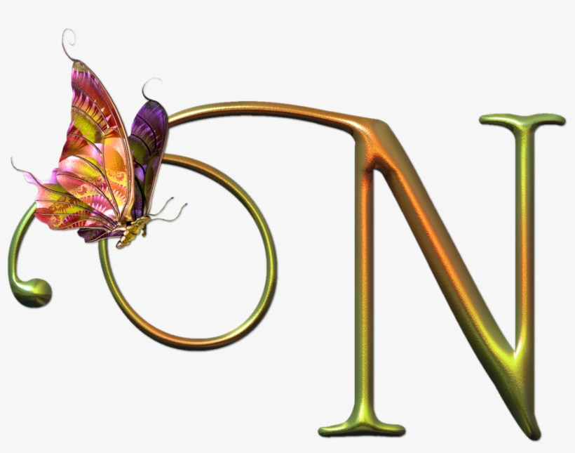 Alfabeto Decorativo - Alfabeto - Borboleta - Png - - Letra O Com Borboletas Png, transparent png