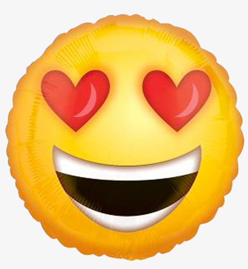 18" Emoticon Enamorado , Metalizado - Heart Eyes Smiley Valentine's Day Balloon, transparent png