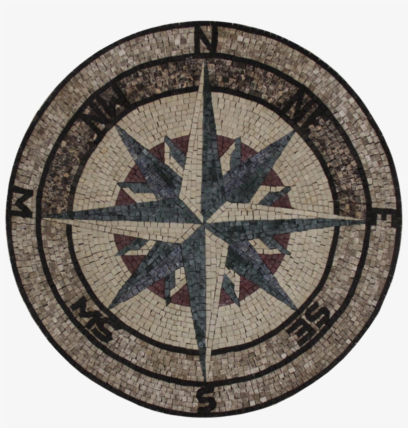 Nautical Compass Handcut Tile Stone Mosaic, transparent png