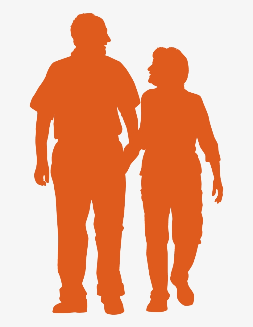 Old Couple Silhouette, transparent png
