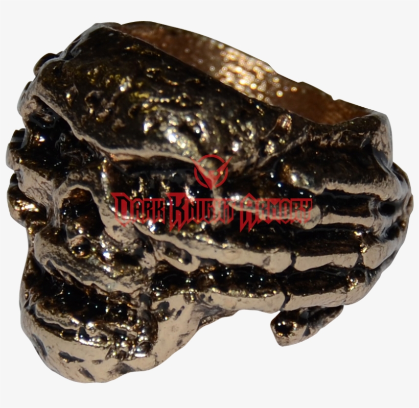 Skull In Hand Ring - "skull In Hand Ring - Gold Finish", transparent png