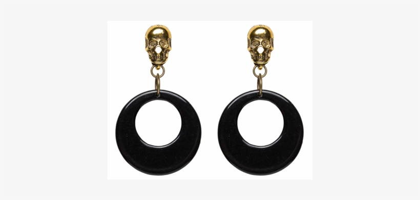 Luxulite Gold Skull Black Hoop Earrings - Earrings, transparent png