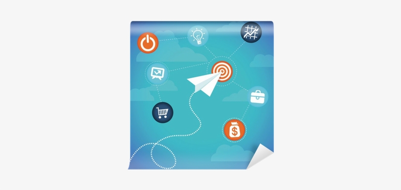 Vector Business Concept -flying Paper Plane Wall Mural - Airplane, transparent png