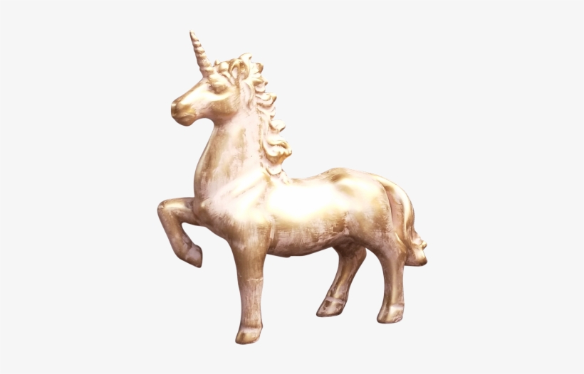 Faceted Unicorn Pink Gold Sml 24cm - Gold, transparent png