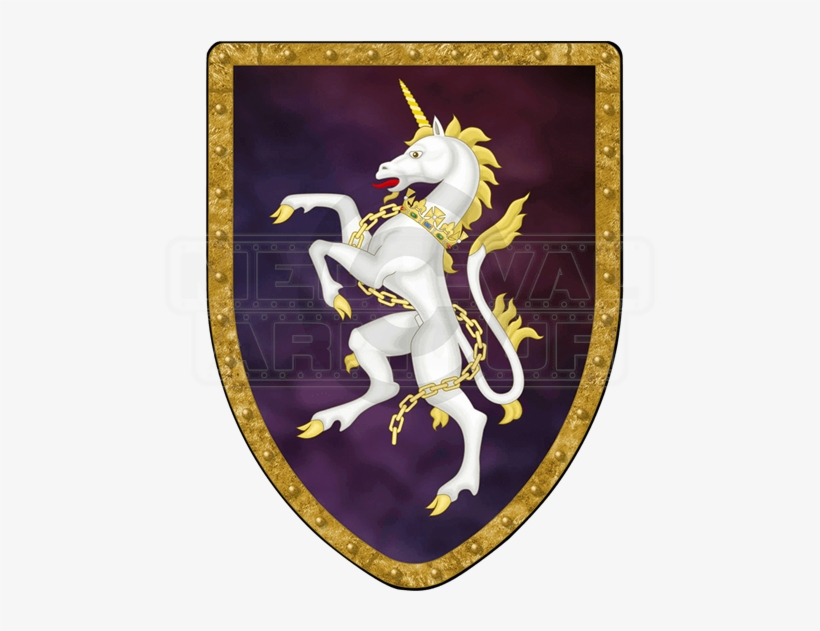 Unicorn On Purple Steel Battle Shield - British Flag With Crown, transparent png