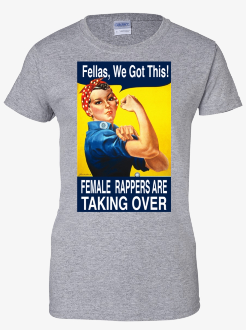 Female Rappers Are Taking Over Ladies' 100% Cotton - 90th Birthday For Nana, Rosie The Riveter Card, transparent png