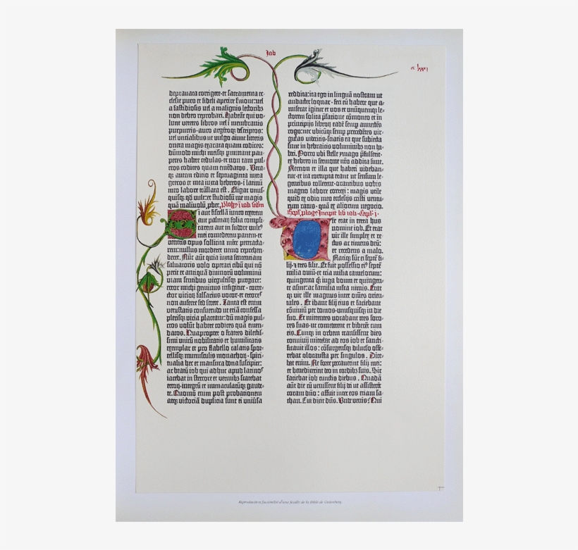 The Gutenberg Bible Or The Lined Bible Incunabula & - Initial T: Two Men Digging, transparent png