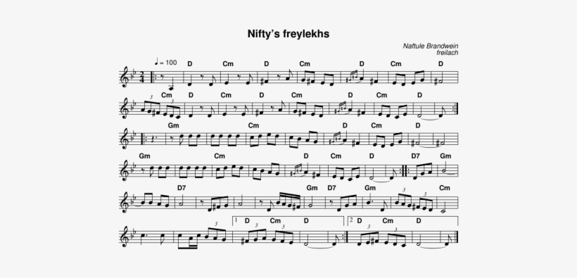 By Naftule Brandwein - Sheet Music, transparent png