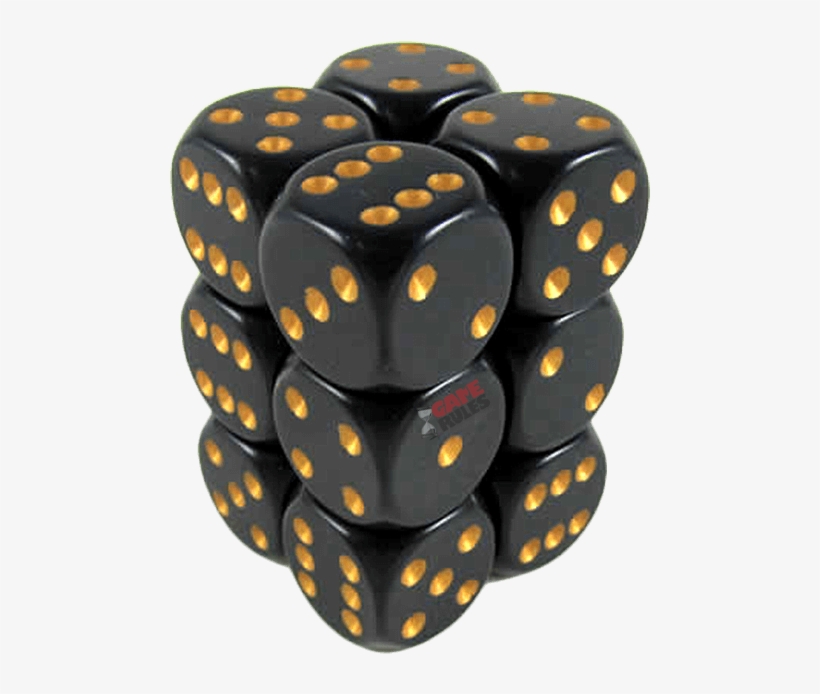 Chx25628 Black Opaque D6 Dice Gold Pips 16mm Pack Of, transparent png