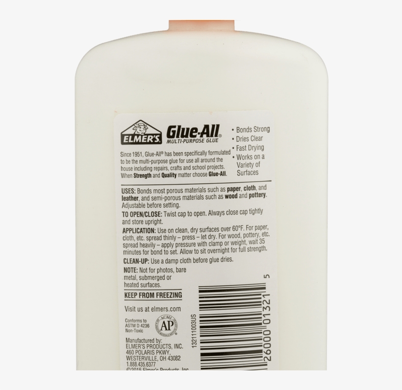 Elmer's Glue All 16oz Walmartcom - Plastic Bottle, transparent png